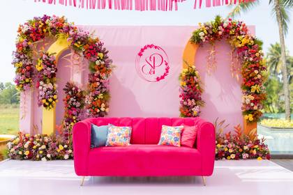 Backdrop and Lounge — Haldi decor — Alila Diwa Goa